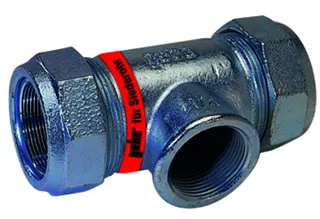 gebooriginal Temperguss-KLV Serie 150 Typ T 38,0 x 38,0 x 1 1/4" für Siederohr