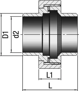 gebog316 Edelstahl-Gewindefitting 332 Verschr. flach 2", Schweißende – Bild 2