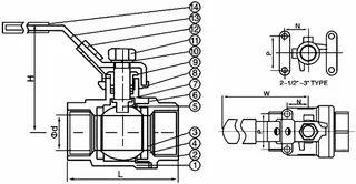 gebog316 Edelstahl Kugelhahn Typ 604 - 2-tlg., mit IG 1" – Bild 2