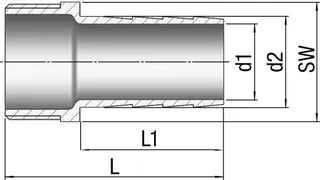 gebog316 Edelstahl-Gewindefitting 315 - 6-kant Schlauchtülle 2" x 52 mm – Bild 2