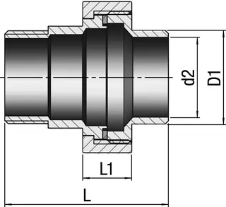 gebog316 Edelstahl-Gewindefitting 333 - Verschr. flach 2", Schweißende – Bild 2