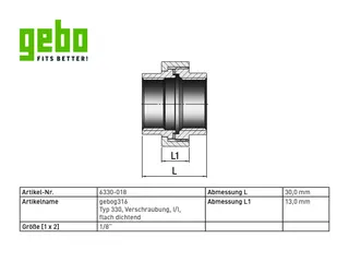 gebog316 Edelstahl-Gewindefitting 330 - Verschraubung flach dicht. 1/8" – Bild 3