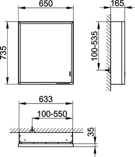 Keuco SPS R. Lumos 14301, r., mit Ablagef., Vorbau, silb-elox., 650x735x165mm – Bild 2