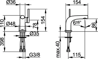 EH-Waschtisch-Batterie 80 ohne Ablaufgarnitur more4YOU, verchr. – Bild 2