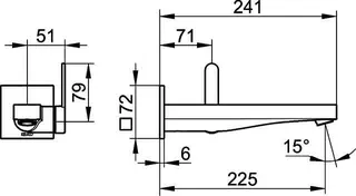 Keuco EHM-Waschtisch-Mischer UP IXMO 59516 Wandm./Ausf.eck. Ausl.225mm / Flat sw – Bild 2