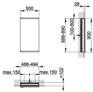 Keuco Royal Modular 2.0 SPS, bel. 80011, Einb,1Steckd,sb-elox,500x900x120mm – Bild 3