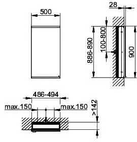 Keuco Royal Modular 2.0 SPS, bel. 80011, Einb,1Steckd,sb-elox,500x900x160mm – Bild 2