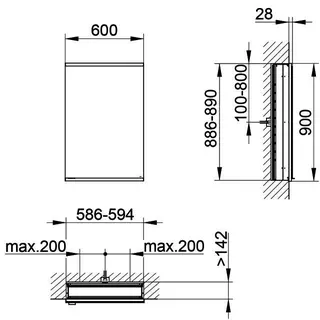 Keuco Royal Modular 2.0 SPS, bel. 80011, Einb,1Steckd,sb-elox,600x900x160mm – Bild 2