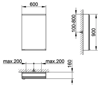 Keuco Royal Modular 2.0 SPS, bel. 80011, Vorb,1Steckd,sb-elox,600x900x160mm – Bild 2