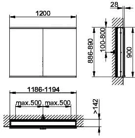 Keuco Royal Modular 2.0 SPS, unbel. 80020, Einb,1Steckd/USB,sb-elox,1200x900x160mm – Bild 2