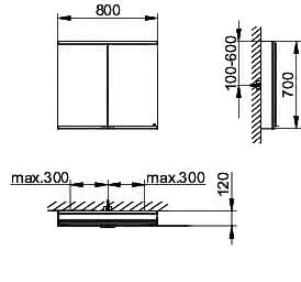 Keuco Royal Modular 2.0 SPS, bel. 80021, Vorb,2Steckd,sb-elox,800x700x120mm – Bild 2