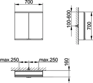 Keuco Royal Modular 2.0 SPS, bel. 80021, Vorb,1Steckd/USB,sb-elox,700x700x160mm – Bild 2