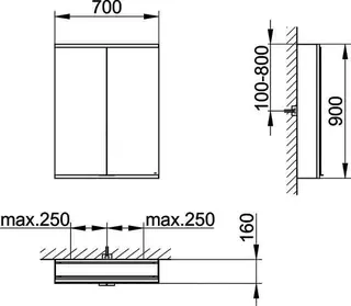 Keuco Royal Modular 2.0 SPS, bel. 80021, Vorb,2Steckd,sb-elox,700x900x160mm – Bild 2