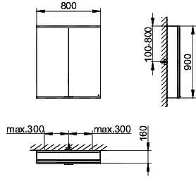 Keuco Royal Modular 2.0 SPS, bel. 80021, Vorb,2Steckd,sb-elox,800x900x160mm – Bild 2