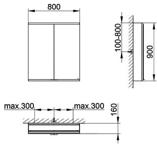Keuco Royal Modular 2.0 SPS, bel. 80021, Vorb,1Steckd/USB,sb-elox,800x900x160mm – Bild 2