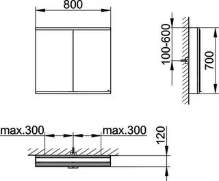 Keuco Royal Modular 2.0 SPS, DALI 80022, Vorb,2Steckd,sb-elox,800x700x120mm – Bild 2