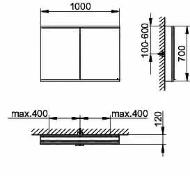 Keuco Royal Modular 2.0 SPS, DALI 80022, Vorb,2Steckd,sb-elox,1000x700x120mm – Bild 2
