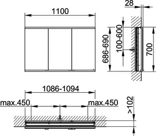 Keuco Royal Modular 2.0 SPS, bel. 80031, Einb,2Steckd,sb-elox,1100x700x120mm – Bild 2