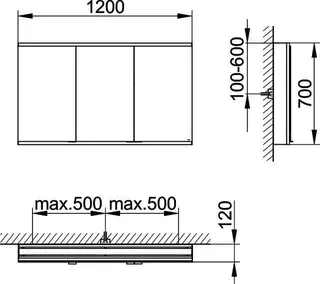Keuco Royal Modular 2.0 SPS, unbel. 80030, Vorb,1Steckd/USB,sb-elox,1200x700x120mm – Bild 2