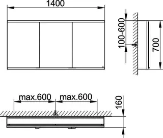 Keuco Royal Modular 2.0 SPS, unbel. 80030, Vorb,2Steckd,sb-elox,1400x700x160mm – Bild 2