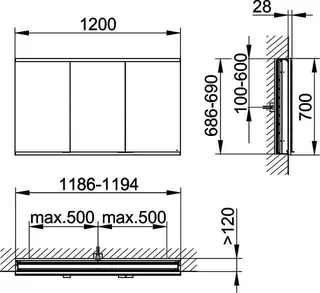 Keuco Royal Modular 2.0 SPS, bel. 80031, Einb,1Steckd/USB,sb-elox,1200x700x120mm – Bild 2