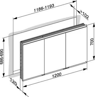 Keuco Royal Modular 2.0 SPS, bel. 80031, Einb,2Steckd,sb-elox,1200x700x120mm – Bild 3