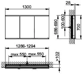 Keuco Royal Modular 2.0 SPS, bel. 80031, Einb,2Steckd,sb-elox,1300x700x120mm – Bild 2