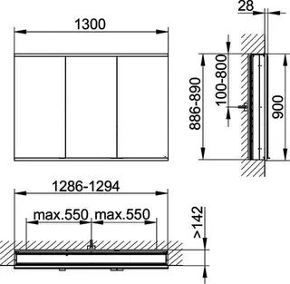 Keuco Royal Modular 2.0 SPS, bel. 80031, Einb,2Steckd,sb-elox,1300x900x160mm – Bild 2