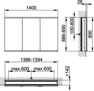 Keuco Royal Modular 2.0 SPS, bel. 80031, Einb,oSteckd,sb-elox,1400x900x160mm – Bild 2