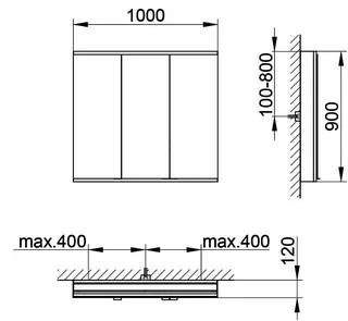 Keuco Royal Modular 2.0 SPS, bel. 80031, Vorb,2Steckd,sb-elox,1000x900x120mm – Bild 2