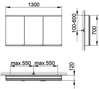 Keuco Royal Modular 2.0 SPS, bel. 80031, Vorb,1Steckd/USB,sb-elox,1300x700x120mm – Bild 2