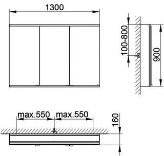Keuco Royal Modular 2.0 SPS, bel. 80031, Vorb,2Steckd,sb-elox,1300x900x160mm – Bild 2
