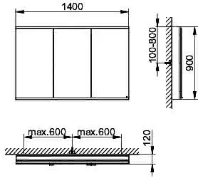 Keuco Royal Modular 2.0 SPS, bel. 80031, Vorb,2Steckd,sb-elox,1400x900x120mm – Bild 2