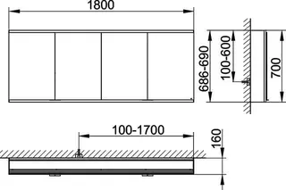 Keuco Royal Modular 2.0 SPS, bel. 80041, Vorb,4Steckd,sb-elox,1800x700x160mm – Bild 2