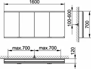 Keuco Royal Modular 2.0 SPS, bel. 80041, Vorb,oSteckd,sb-elox,1600x700x120mm – Bild 2