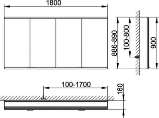 Keuco Royal Modular 2.0 SPS, bel. 80041, Vorb,4Steckd,sb-elox,1800x900x160mm – Bild 2