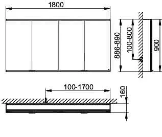 Keuco Royal Modular 2.0 SPS, bel. 80041, Vorb,2Steckd/USB,sb-elox,1800x900x160mm – Bild 2