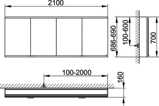 Keuco Royal Modular 2.0 SPS, bel. 80041, Vorb,4Steckd,sb-elox,2100x700x160mm – Bild 2