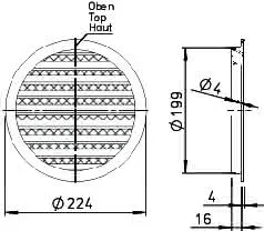Helios FGR 200 Fassadengitter rund DN 200 Aluminium – Bild 2