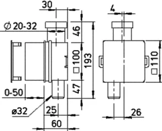 Helios KWL-KS WE, Wandeinbau-Kugelsiphon UP-Montage DN32, Steckdichtung 20-32mm – Bild 2