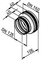 Helios RVBD 160/125 Rohrverbinder DN 160 + Dichtung DN 125 + Dichtung – Bild 2