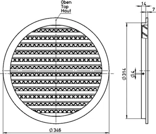 Helios FGR 315 Fassadengitter rund DN 315 Aluminium – Bild 2