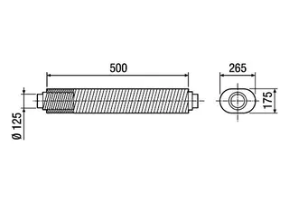 Maico Flacher Ovalschalldämpfer RSOF 12/50 Länge 500 mm, DN125 – Bild 2