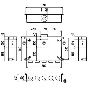 Maico Luftverteile aus Blech MF-BV90-125-5 5 Anschlüsse,Anschluss Flexrohr MF-F90 – Bild 3
