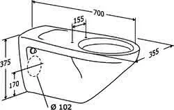 WC wandhängend Tiefsp. 700mm, weiß offener Spülrand – Bild 2