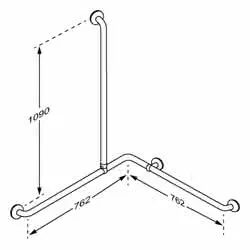 Eckhandlauf-Kombi 762x762x1090mm Weiß – Bild 2