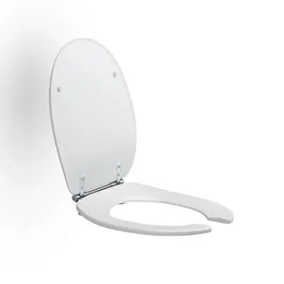 WC-Sitz Dania, vorne offen m.Deckel Weiß Spezialscharnier D92, Edelstahl