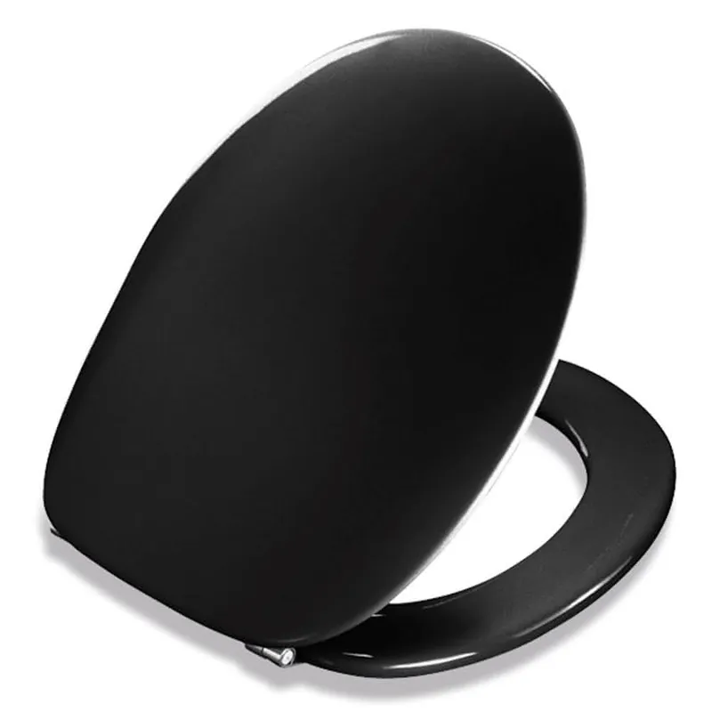 WC-Sitz P2000 m.Deckel Schwarz Univertikalscharnier, Edelstahl