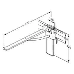 PLUS Stützklappgriff m. Dä. 850mm rechts, seitl+hö.verst., o. WS, anthr. – Bild 2