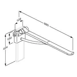 PLUS Stützklappgriff m. Dä. 850mm Links, hö.verst., ohne WS, Weiß – Bild 2